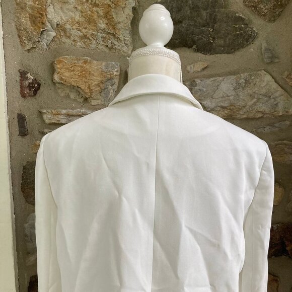 Cinq à Sept Margo Ruffle Front Long Line Blazer Jacket White $525 Women's 8 - Picture 8 of 11